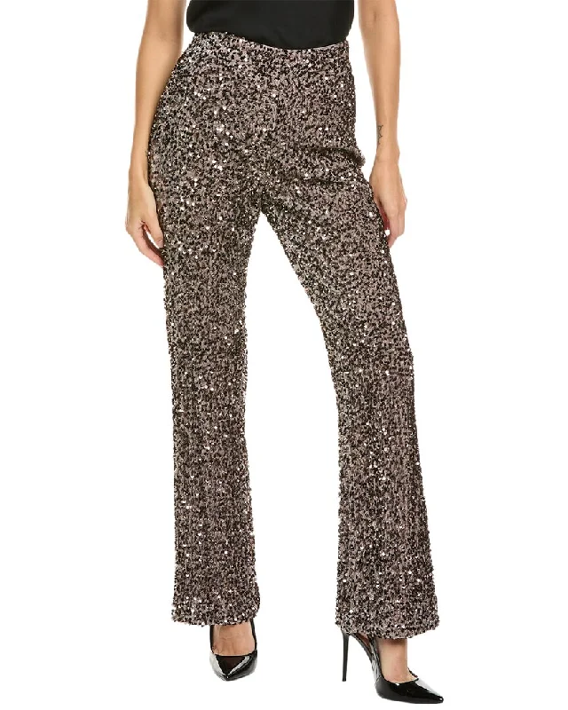 women's mid-rise pantsBadgley Mischka Sequin Velvet Bootleg Pant