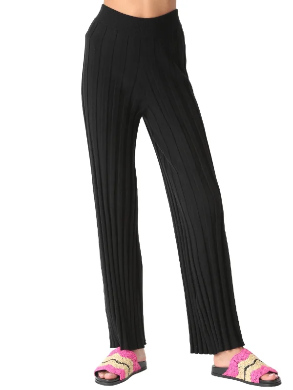 women's chiffon pantsCarmel Ribbed Knit Pant In Onyx