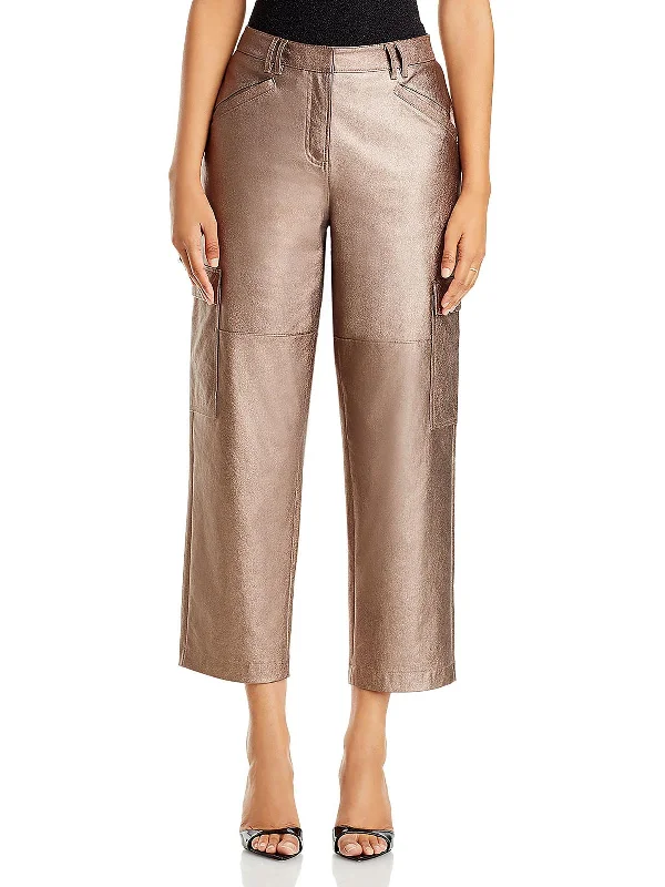 women's high-waisted pantsDiana Womens Metallic Cargo Cropped Pants