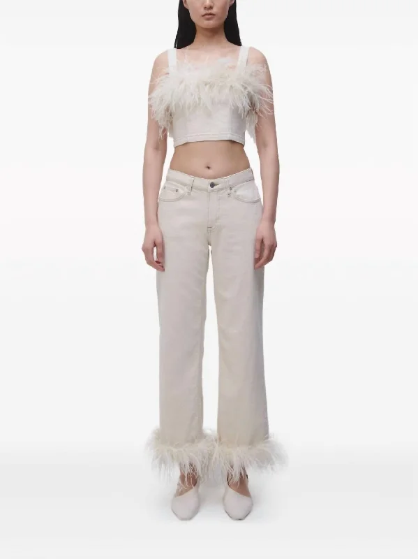 women's straight-leg pantsJude Denim Pant With Feather Hem In Ivory