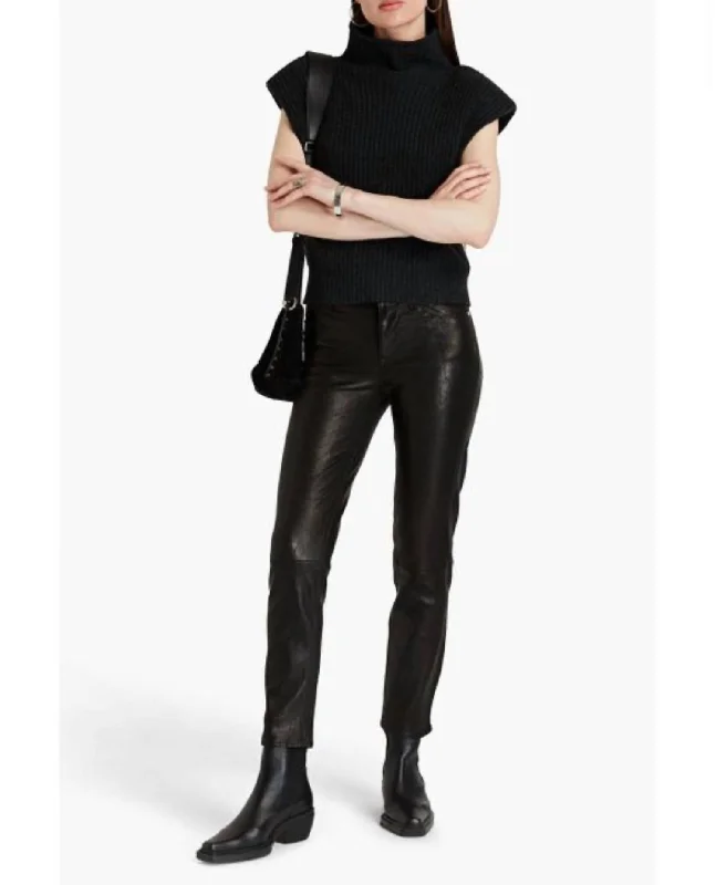 women's zipper pantsLe High Leather Pants In Noir