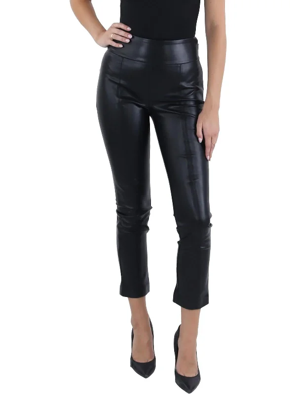 women's patterned pantsWomens Faux Leather High Rise Skinny Pants