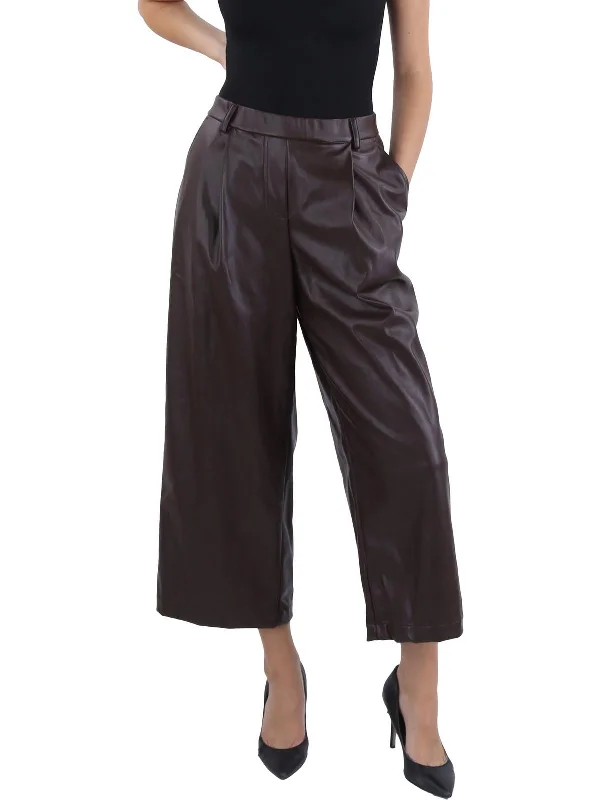 women's striped pantsWomens Faux Leather High Rise Wide Leg Pants