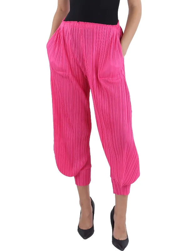 women's chic pantsWomens High Rise Peated Wide Leg Pants