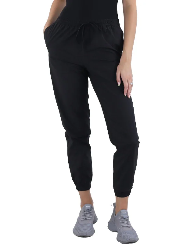 women's travel pantsWomens Poplin Mid-Rise Jogger Pants