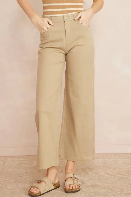 women's plus-size pantsWomen's Wide Leg Denim Pant In Tan