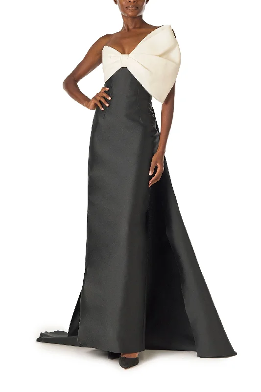 Skater DressAsymmetric Draped Bow Column Gown