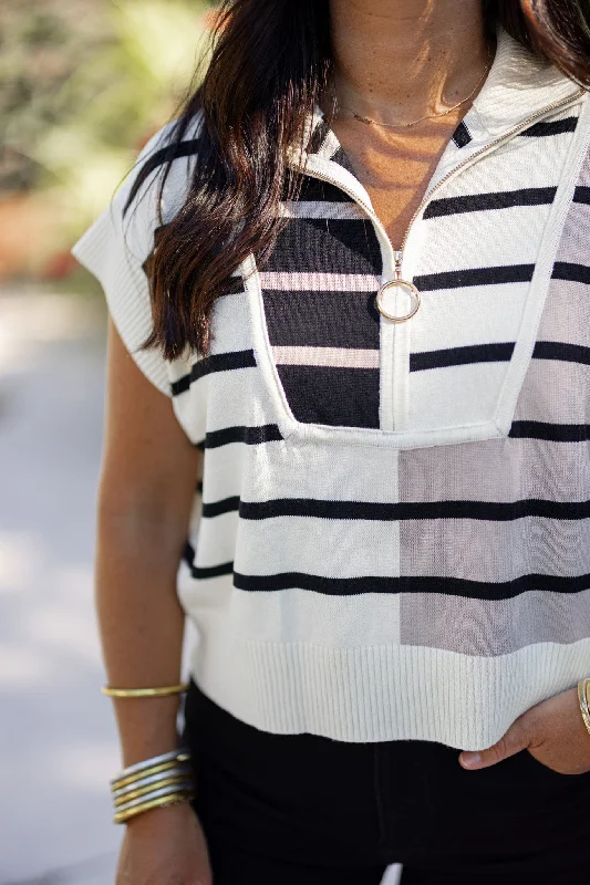 Plunging Neckline DressThe Colorblock Stripe Cream Top