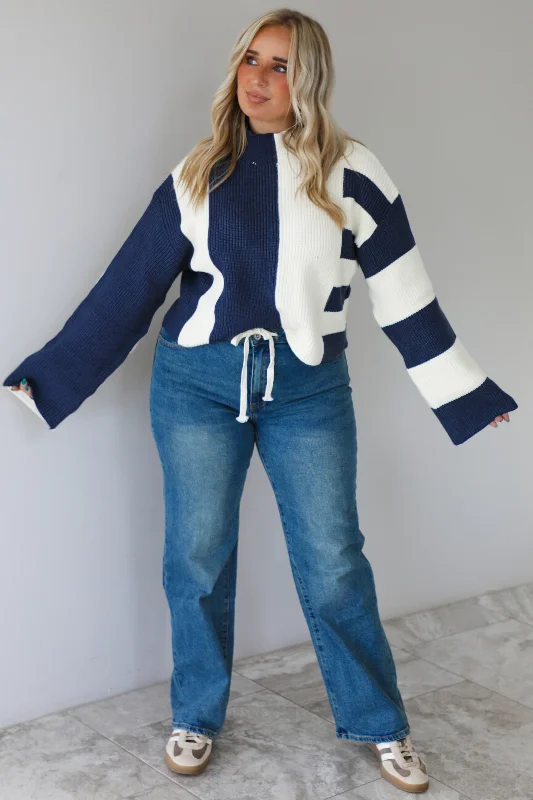 women's unique dressesFollow Me Sweater: Navy/White