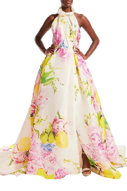 Formal DressHigh Neck Sleeveless Floral Ball Gown