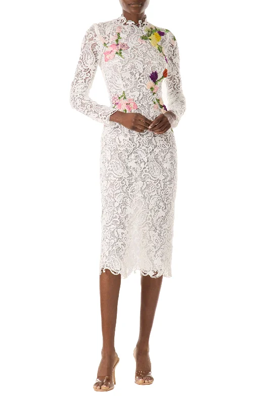 Skater DressLong Sleeve Embroidered Lace Dress