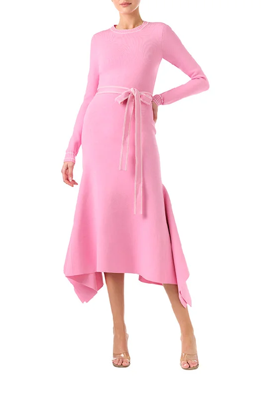 women's tall dressesLong Sleeve Pink Knit Dress