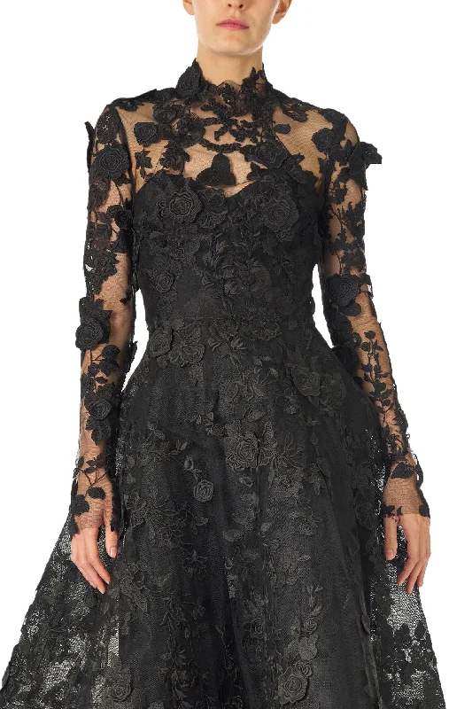 women's petite dressesLong Sleeve Noir Lace Jacket