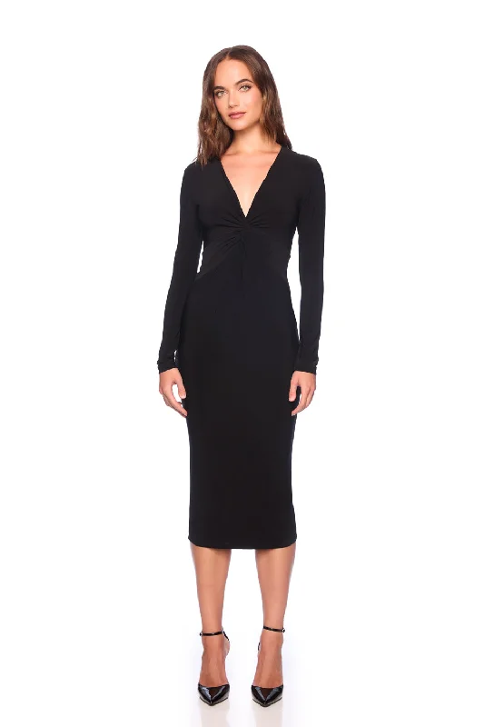 Velvet Dressmatte jersey twist front long sleeve dress