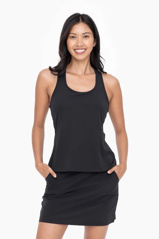 women's ruffle dressesMono B Black Racerback Active Tank