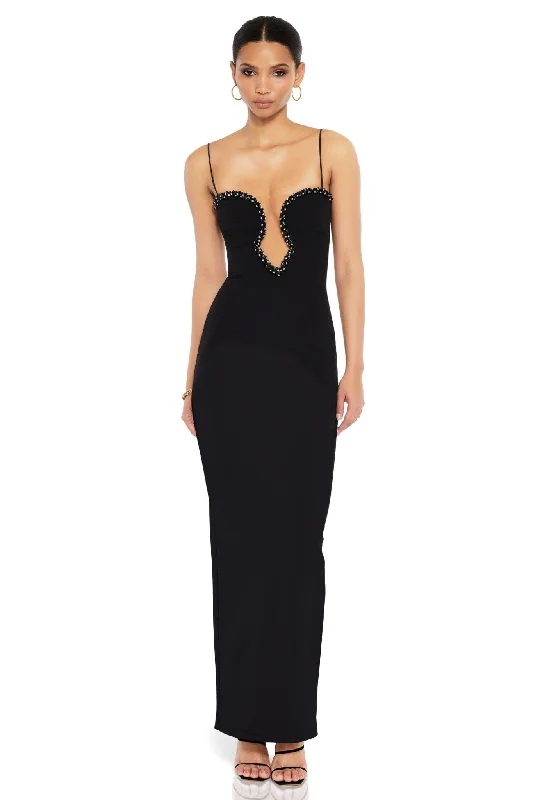 women's cotton dressesNookie Adorn Pearl Gown - Black