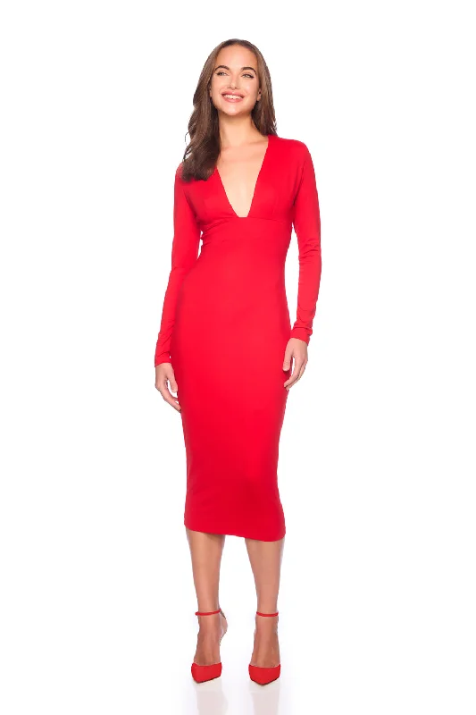 High-Neck Dressopen front long sleeve dress