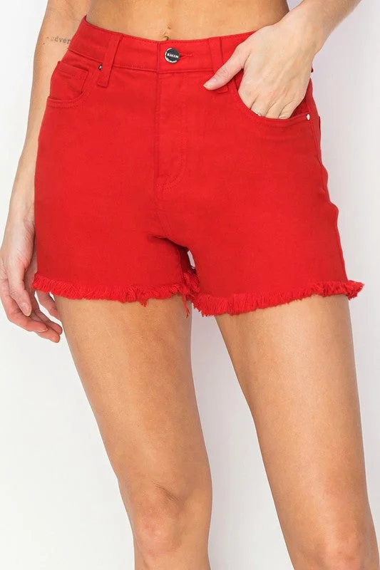 Peplum Hem DressFiesta Red Denim Frayed Shorts