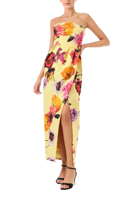 women's casual Friday dressesStrapless Floral Cocktail Dress