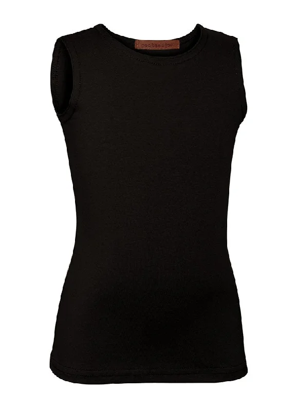 women's tops with sleeveless designsPB&J Girls Cotton Sleeveless Shell - Black