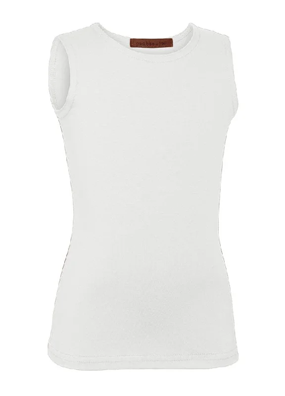 tank tops for womenPB&J Girls Cotton Sleeveless Shell - White