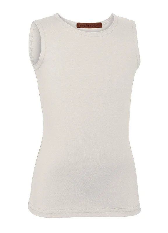 cropped women's topsPB&J Girls Lycra Sleeveless Shell - Off-White