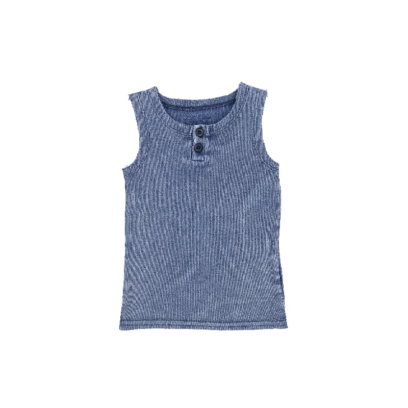 women's tops with sequin embellishmentsLil Legs Ribbed Tank - Blue Wash