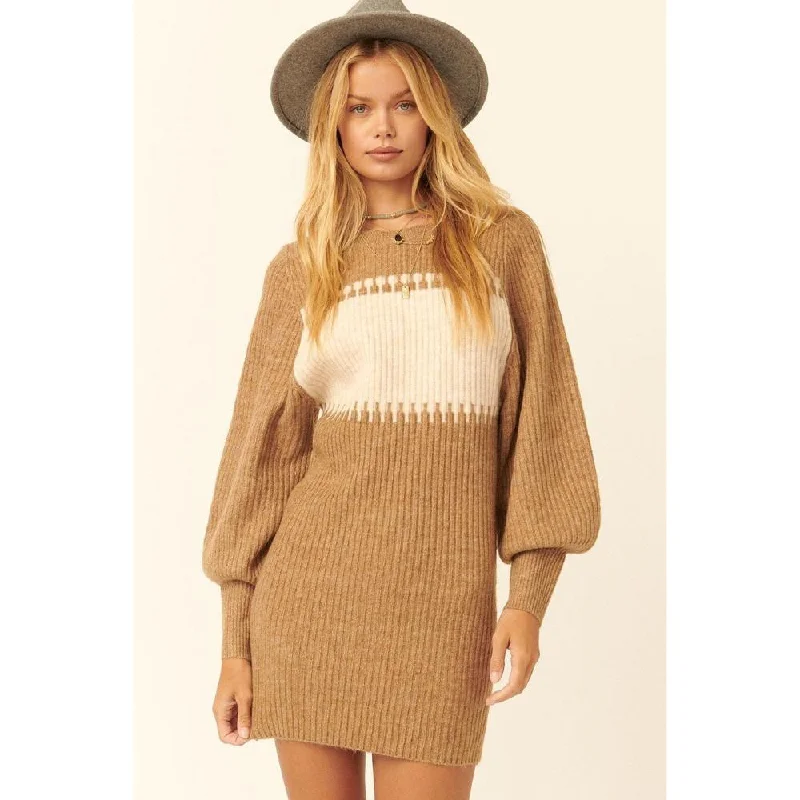 Luxurious Chunky SweatersA Ribbed Knit Sweater Mini Dress