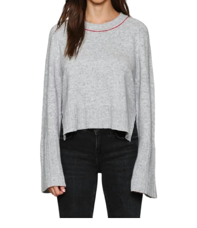 Retro SweatersBell Sleeve Sweater In Grey