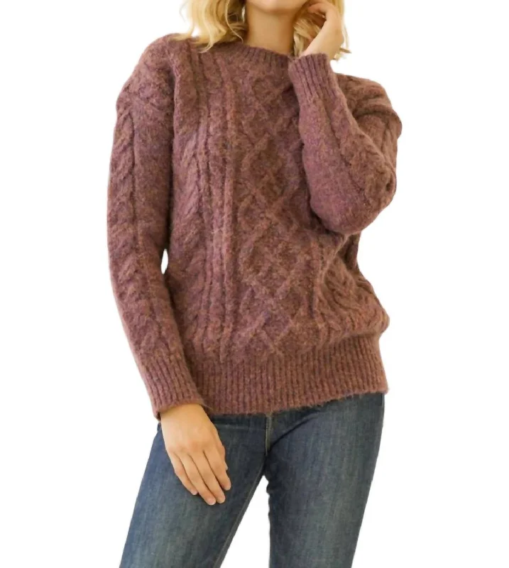 Trendy SweatersCable Knit Sweater In Brown