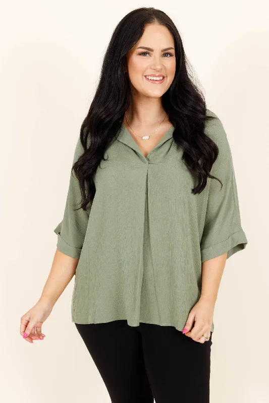 women's tops with bell sleevesCarefree Top, Sage