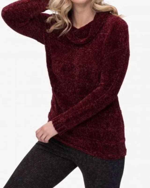 Oversized Cardigan SweatersCowl Neck Sweater In Burgundy