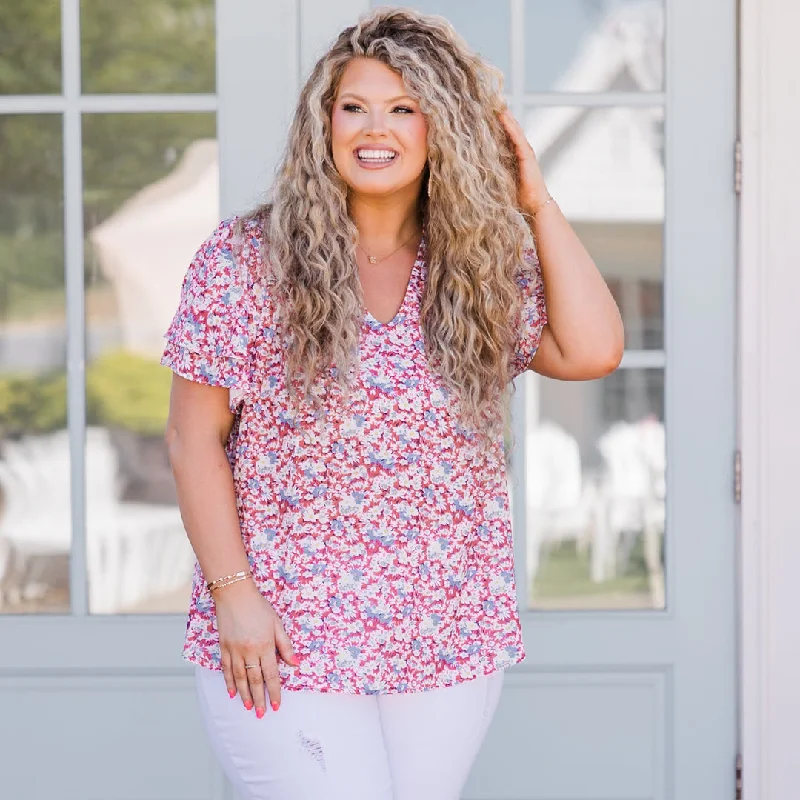 women's tops for those who love to dress up their casual looks with stylish topsDynamic Petal Parade Top, Coral