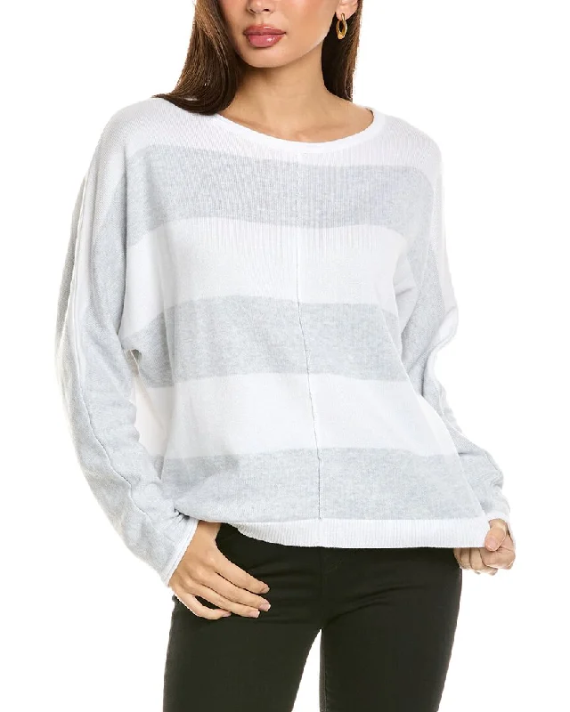 Custom Flannel-Lined SweatersForte Cashmere Bold Stripe Dolman Sweater