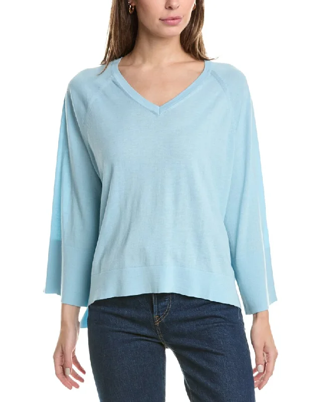 Elegant Hooded Cashmere SweatersForte Cashmere High-Low Silk & Cashmere-Blend Top