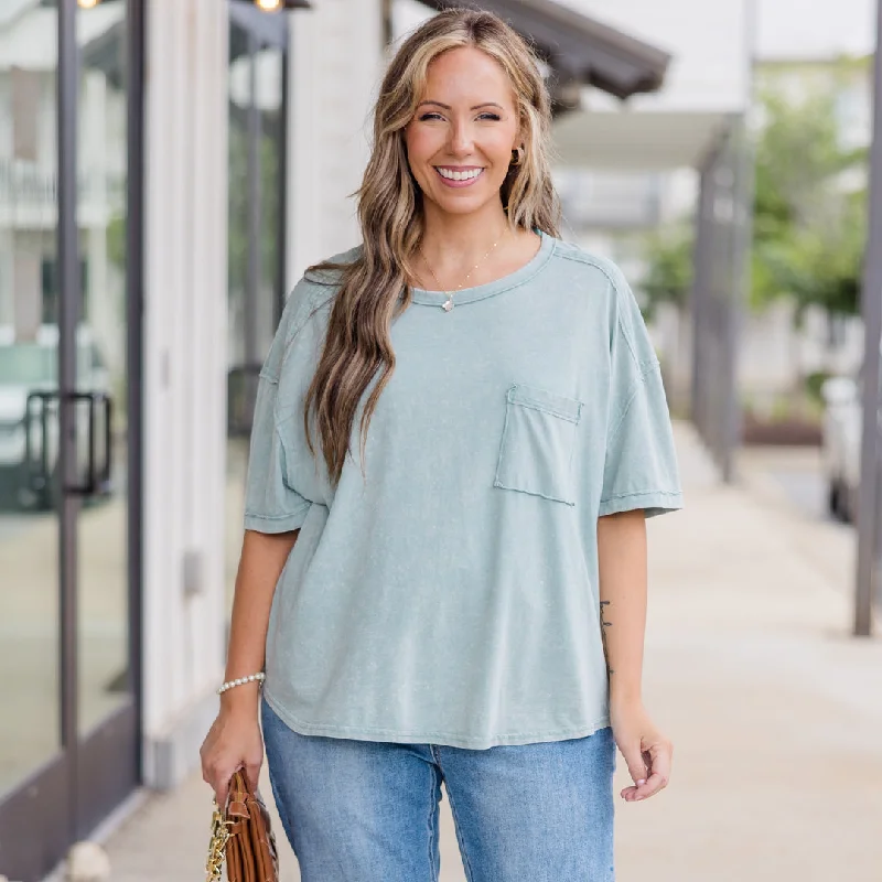 women's tops with geometric patternsInspired By Perfection Tee, Sage