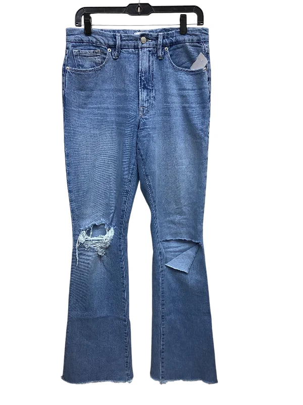 Jeans Flared By Good American In Blue Denim, Size: 8