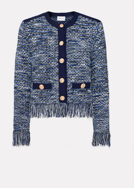 Baby SweatersKaia Textured Knit Cardigan Jacket In Navy