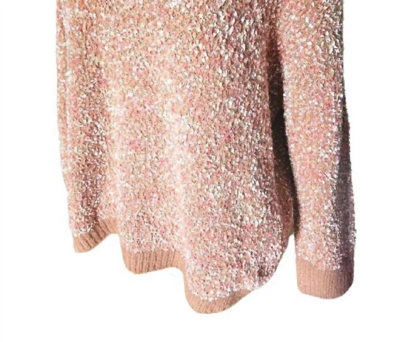 Quick-Dry Soft Knitted SweatersMarled Shine Cozy Sweater In Brown/pink