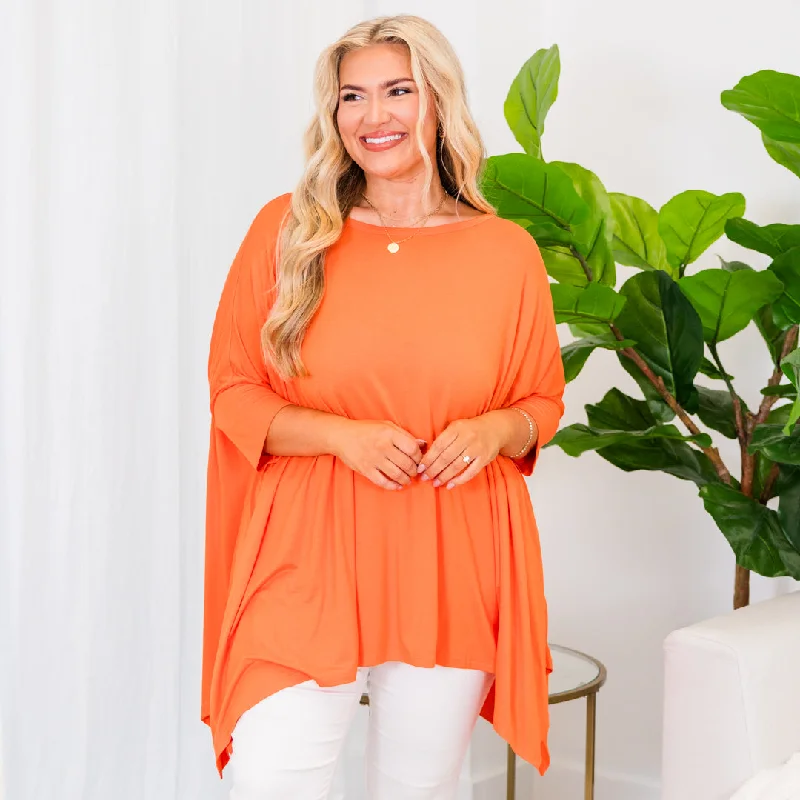 women's tops for those who want to make a fashion statementMinutes Into Hours Top, Orange