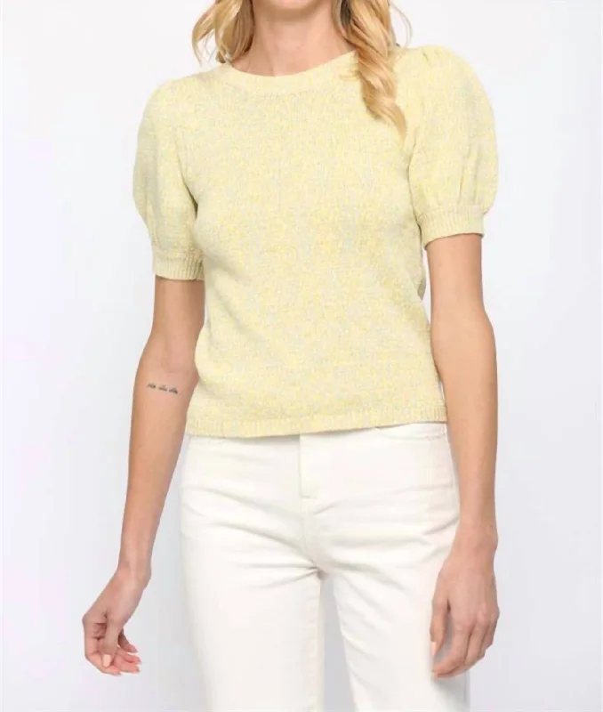 Embellished SweatersPuff Sleeve Swater In Yellow