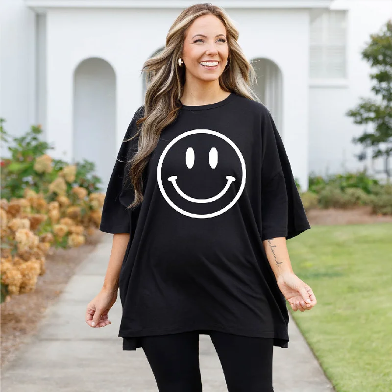 women's tops for maximalist fashion loversRemember To Smile Boyfriend Tee, Black