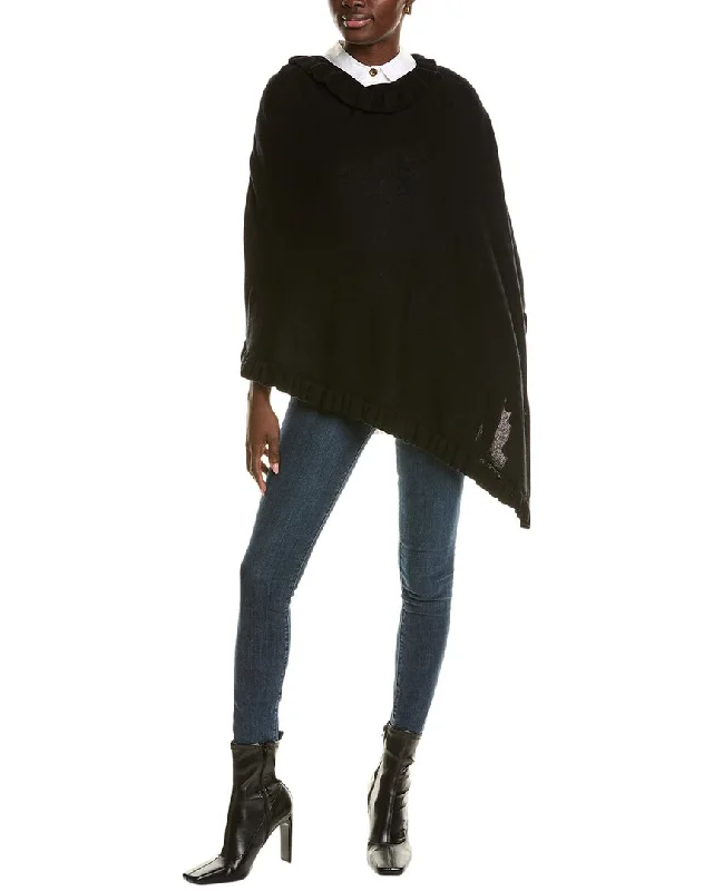 Designer Sweaterssofiacashmere Ruffle Trim Wool & Cashmere-Blend Poncho