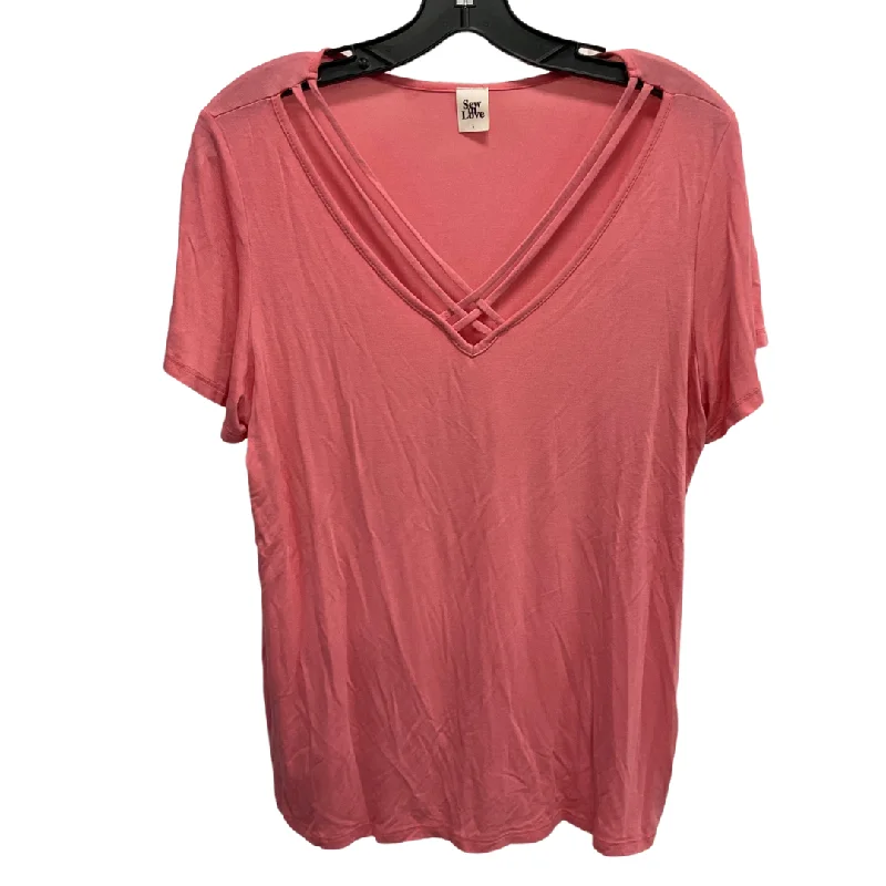 chic women's tops for everyday wearTop Short Sleeve Basic By Sew In Love In Pink, Size: L