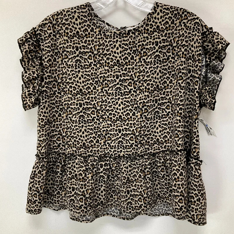 women's tops for smart casual looksTop Short Sleeve Basic By Thml In Leopard Print, Size: Xs