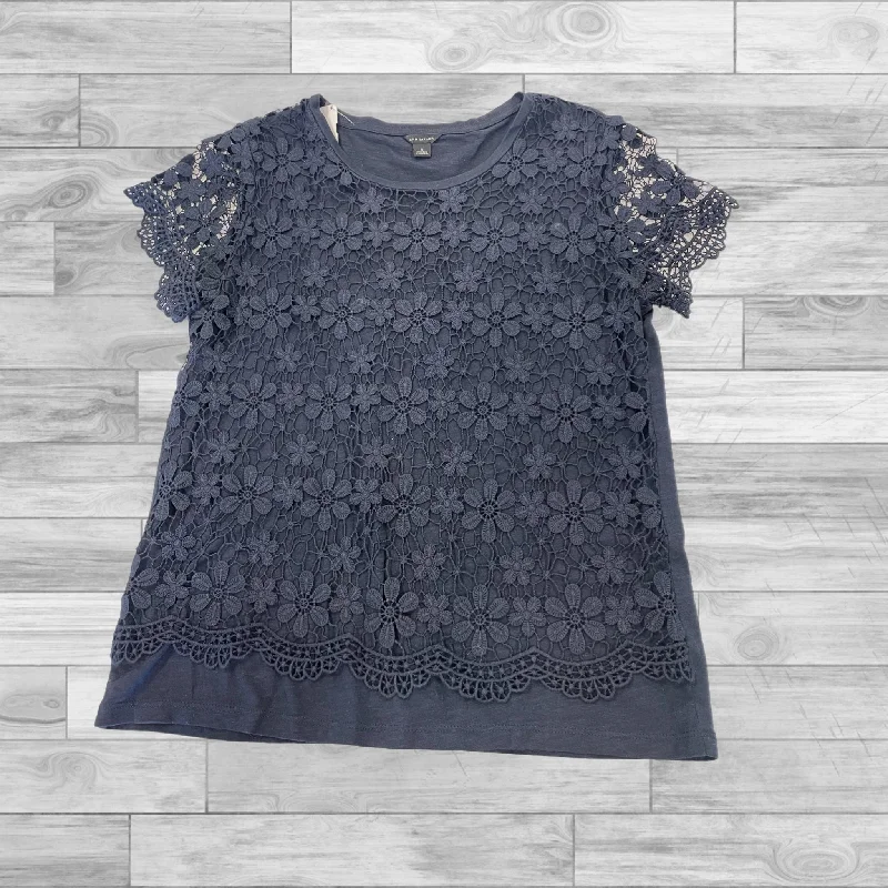 women's tops with spaghetti straps and deep V-necksTop Short Sleeve By Ann Taylor In Navy, Size: S