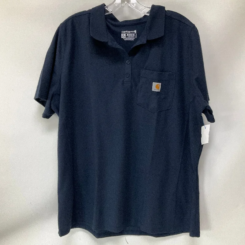 women's tops for those who love to shop for unique findsTop Short Sleeve By Carhartt In Navy, Size: 1x