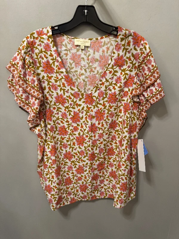 women's tops for wedding guest attireTop Short Sleeve By Cynthia Rowley In Orange & Pink, Size: 1x