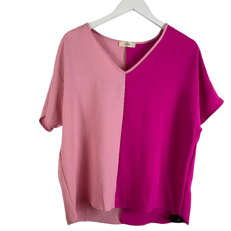 women's tops for glamorous eveningsTop Short Sleeve By Entro In Pink, Size: S