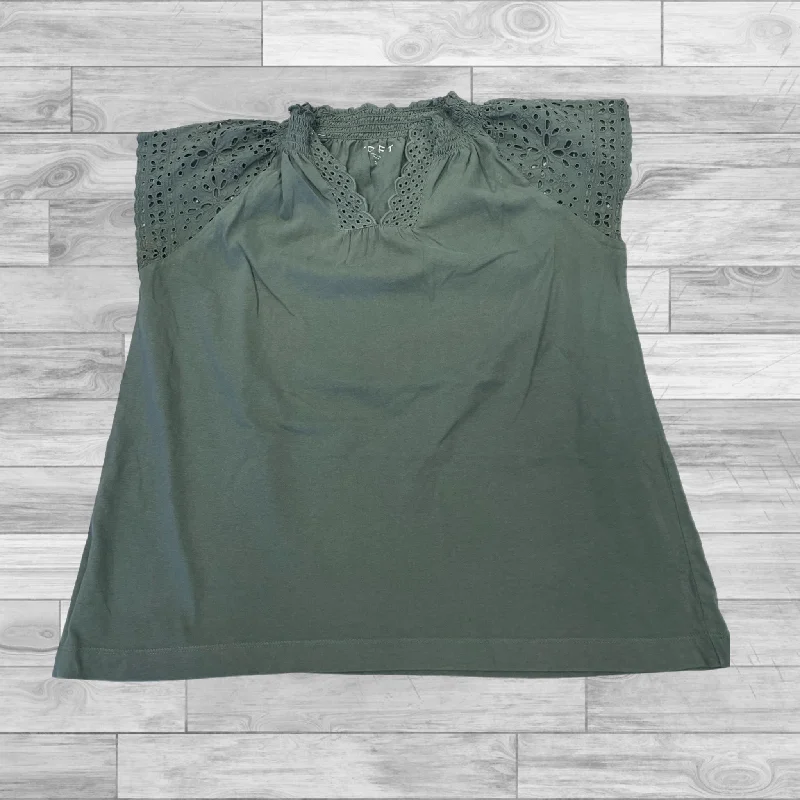 women's tops with cold-shoulder cuts and lace detailingTop Short Sleeve By Loft In Green, Size: S